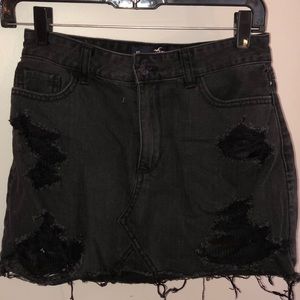 HIGH RISE BLACK DENIM SKIRT-